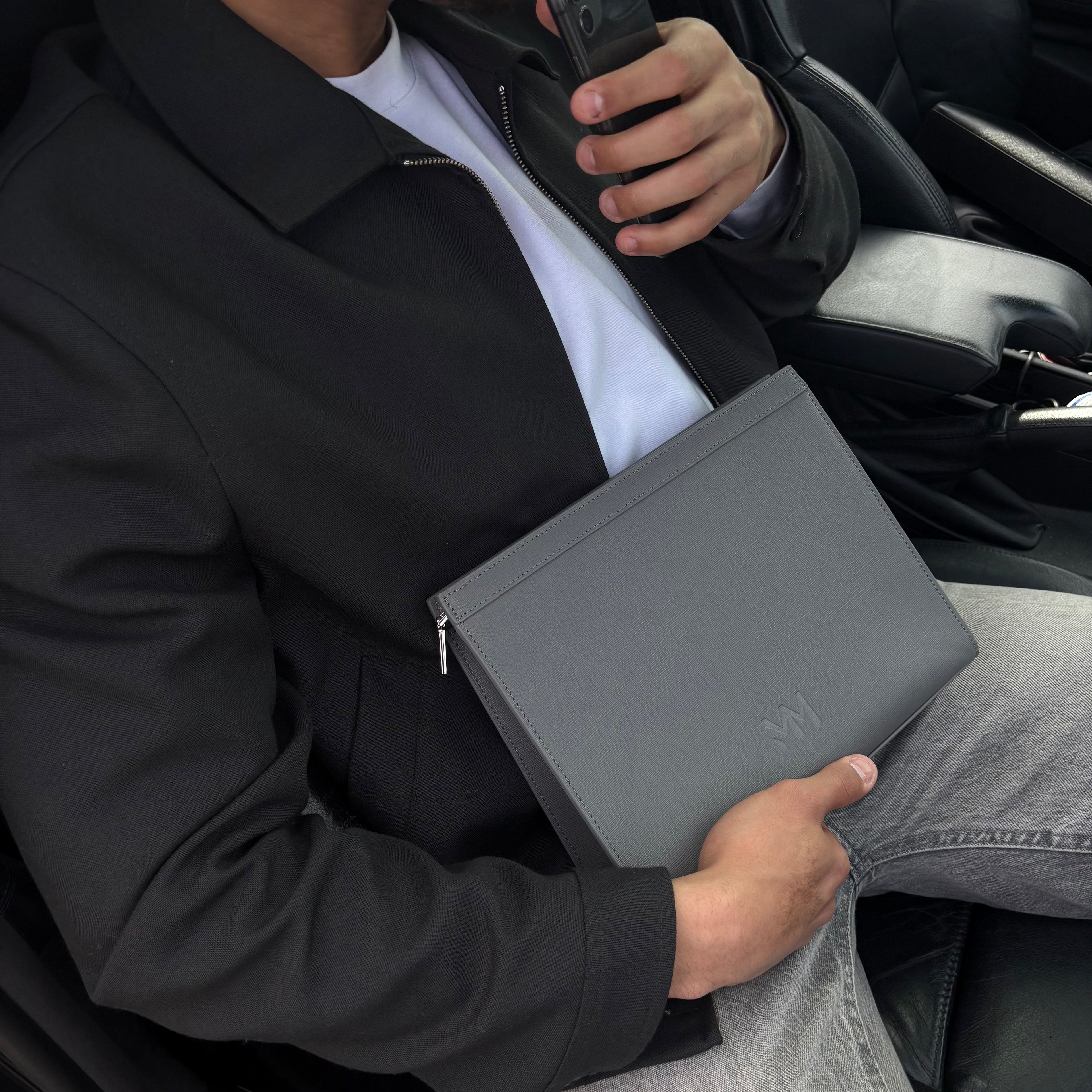 Nardo Grey Saffiano Travel Bag