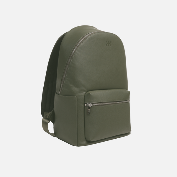 Olive Saffiano Leather Rucksack