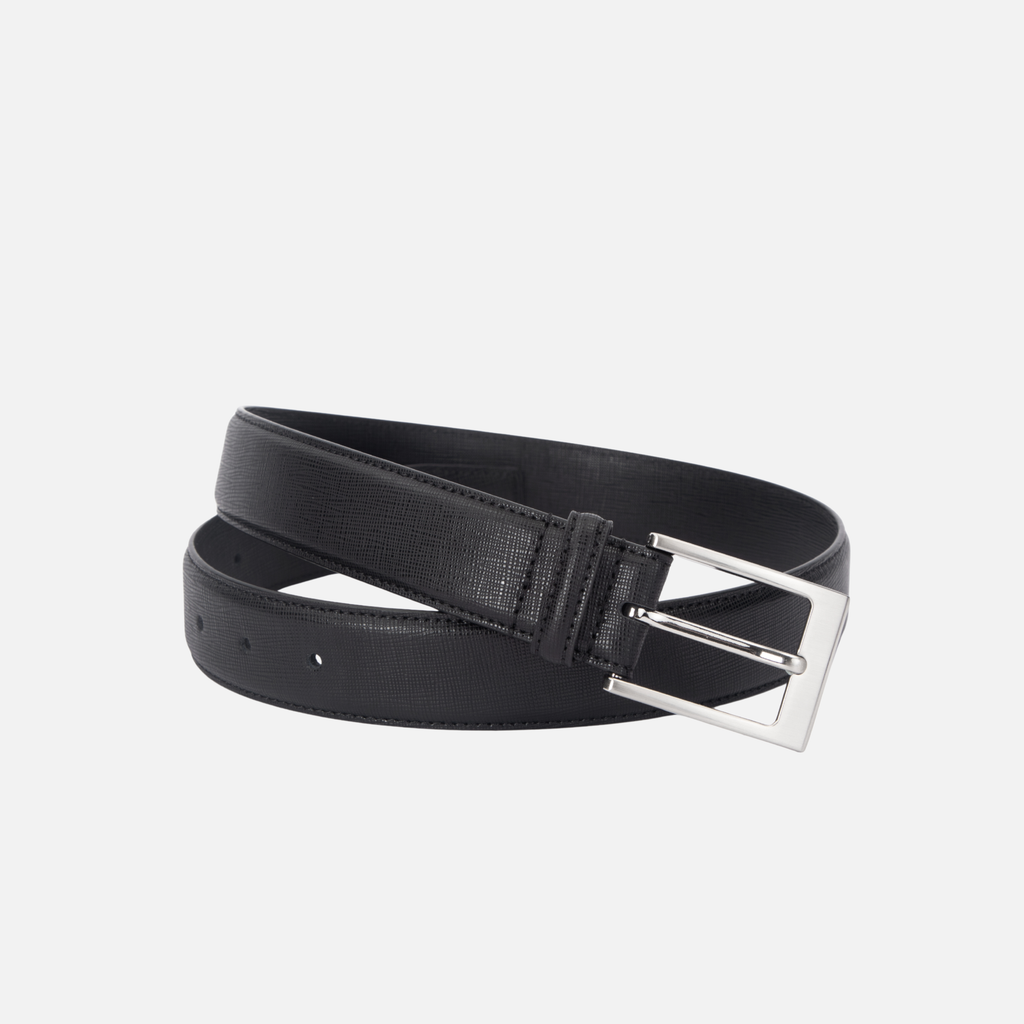 Black Saffiano Leather Belt