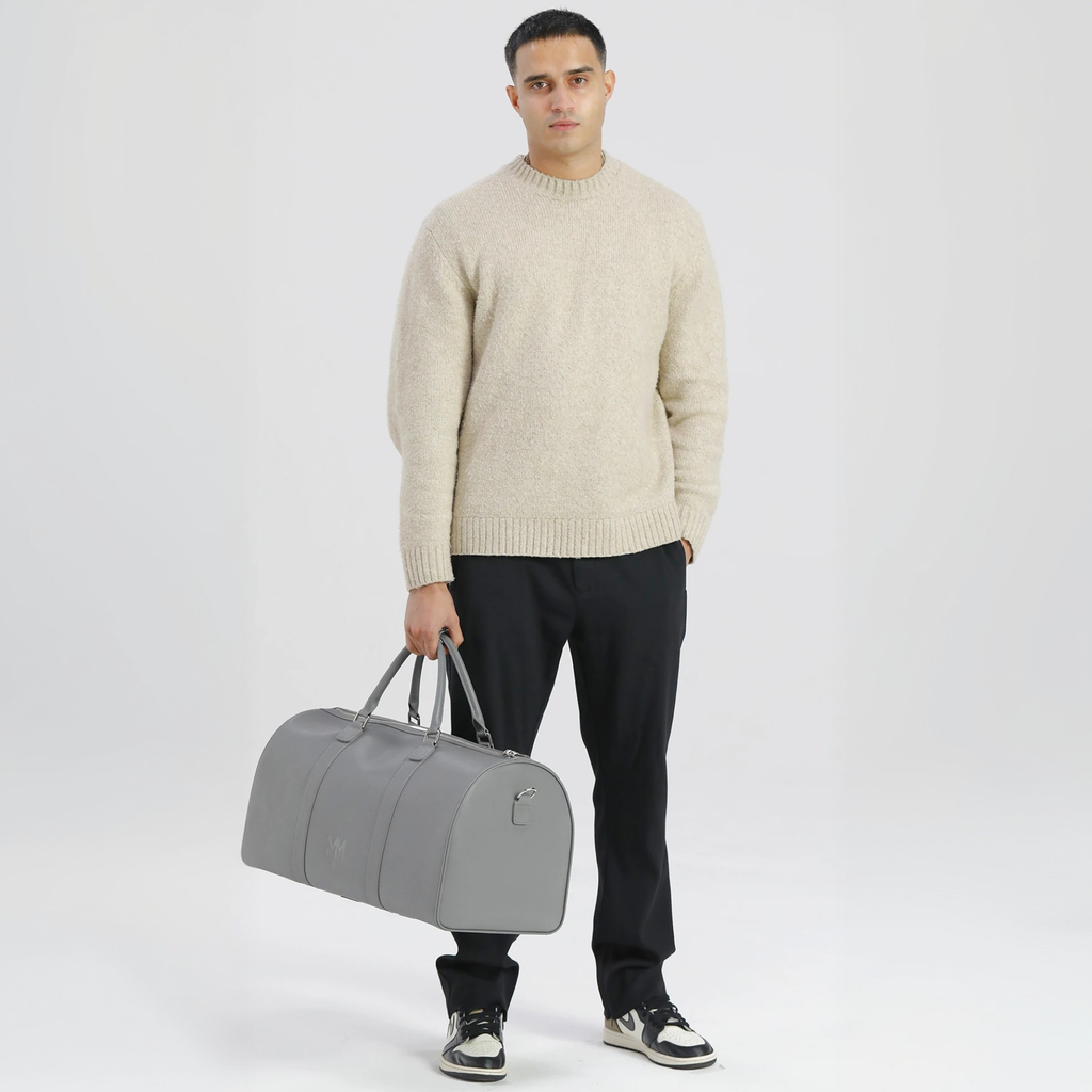 Nardo Grey Saffiano Duffle Bag