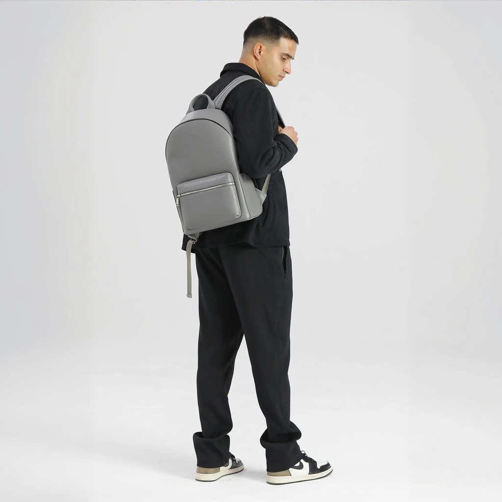 Nardo Grey Saffiano Leather Rucksack