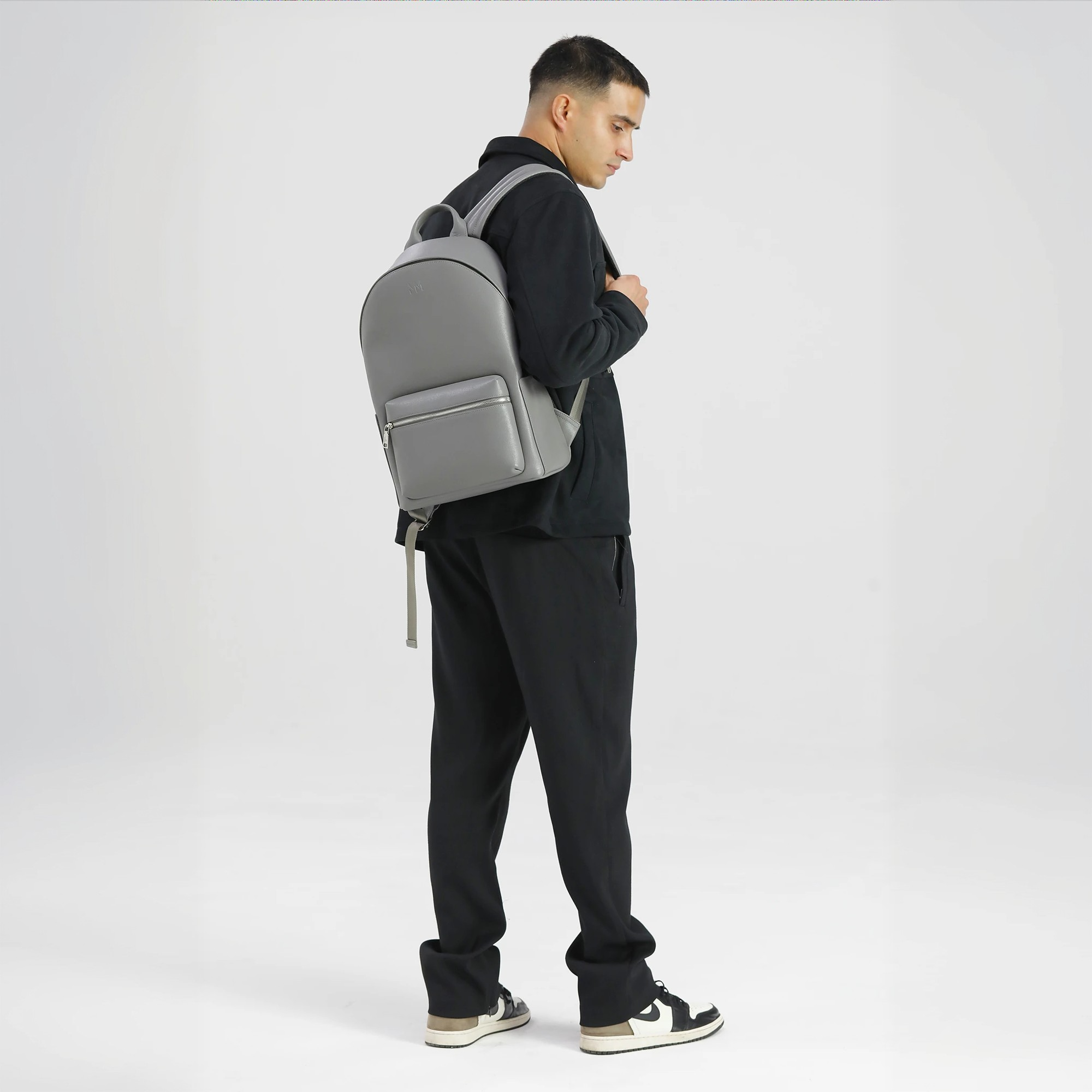 Nardo Grey Saffiano Leather Rucksack
