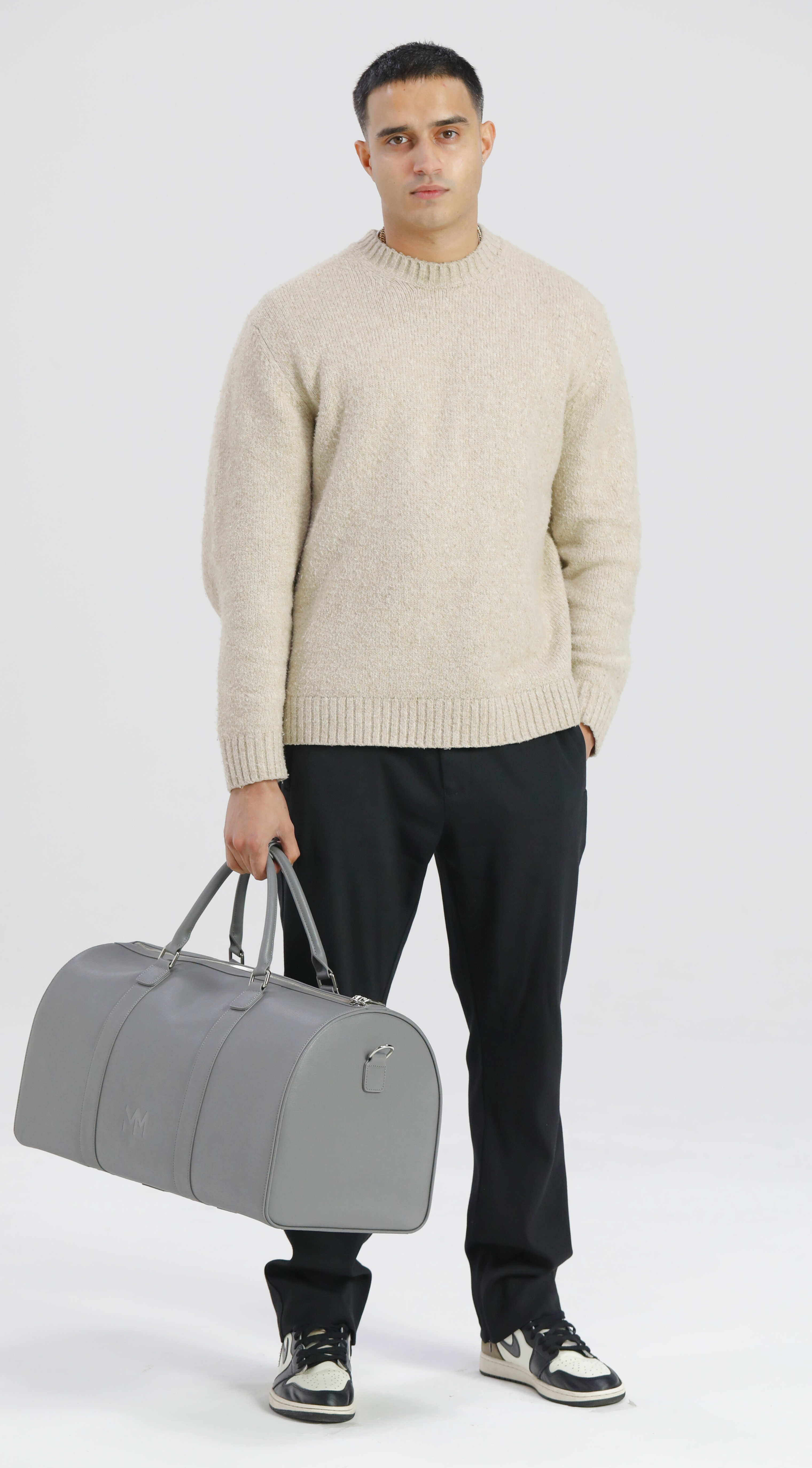 Nardo Grey Saffiano Duffle Bag