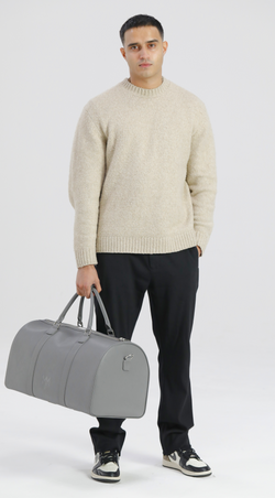 Nardo Grey Saffiano Duffle Bag