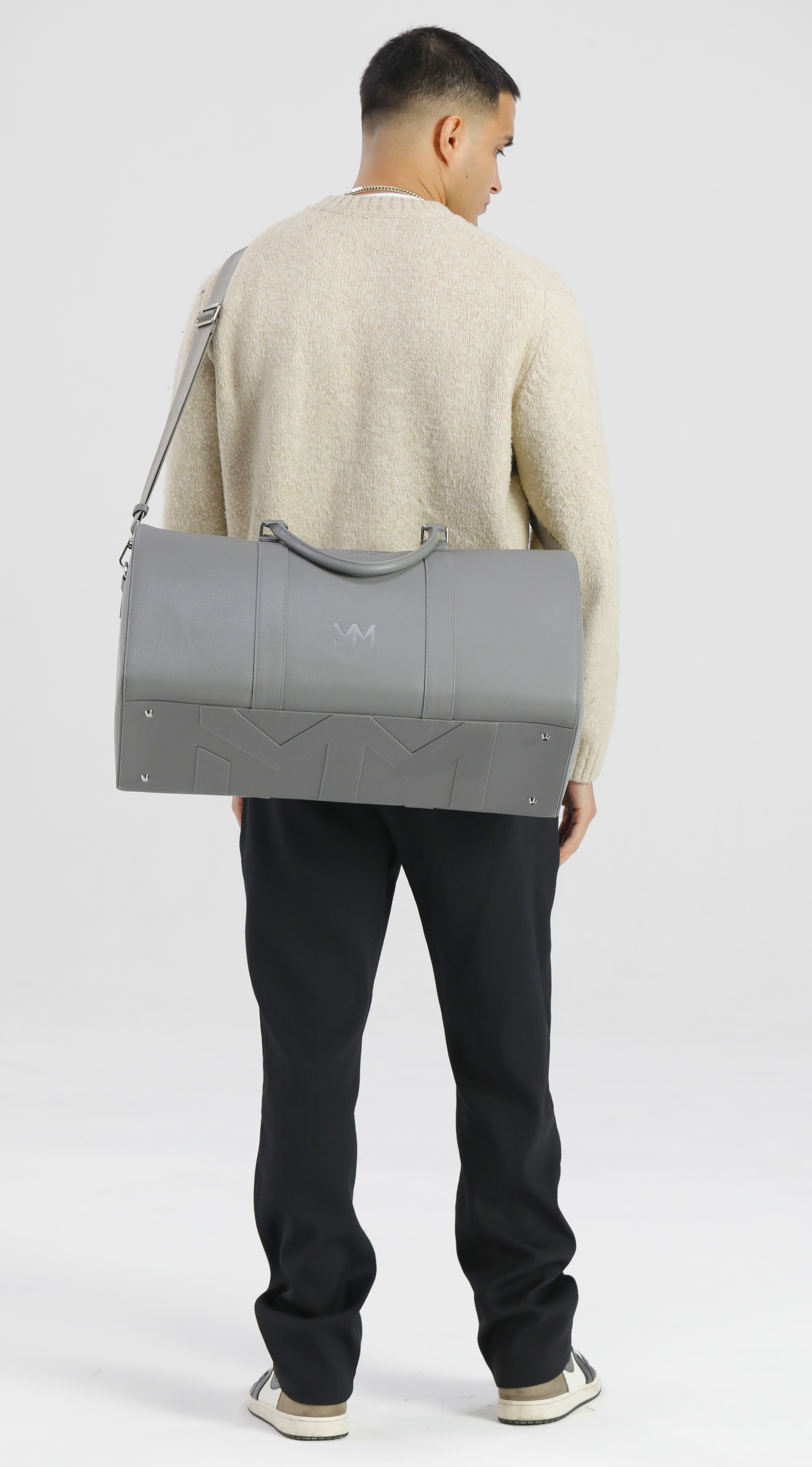 Nardo Grey Saffiano Duffle Bag