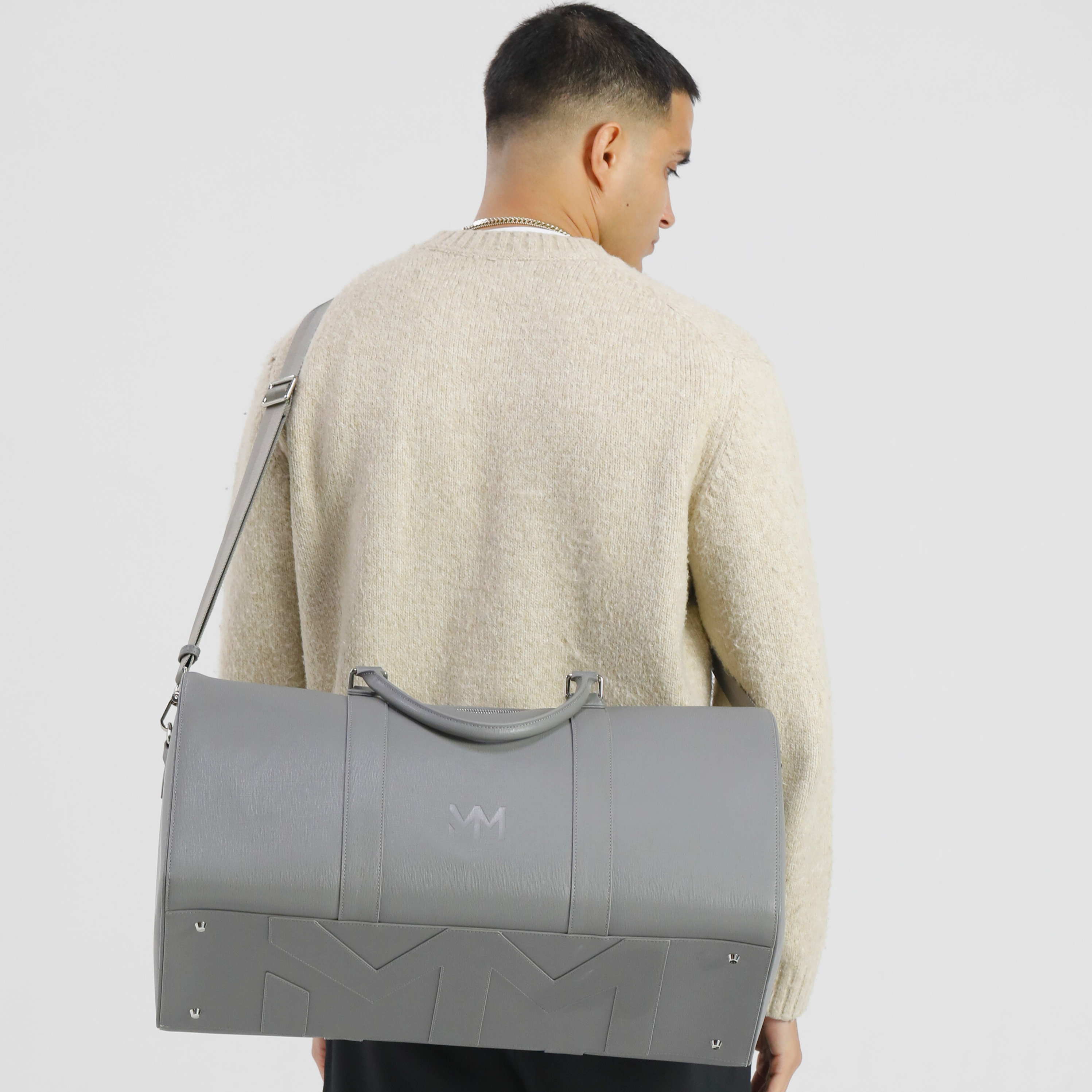 Nardo Grey Saffiano Duffle Bag