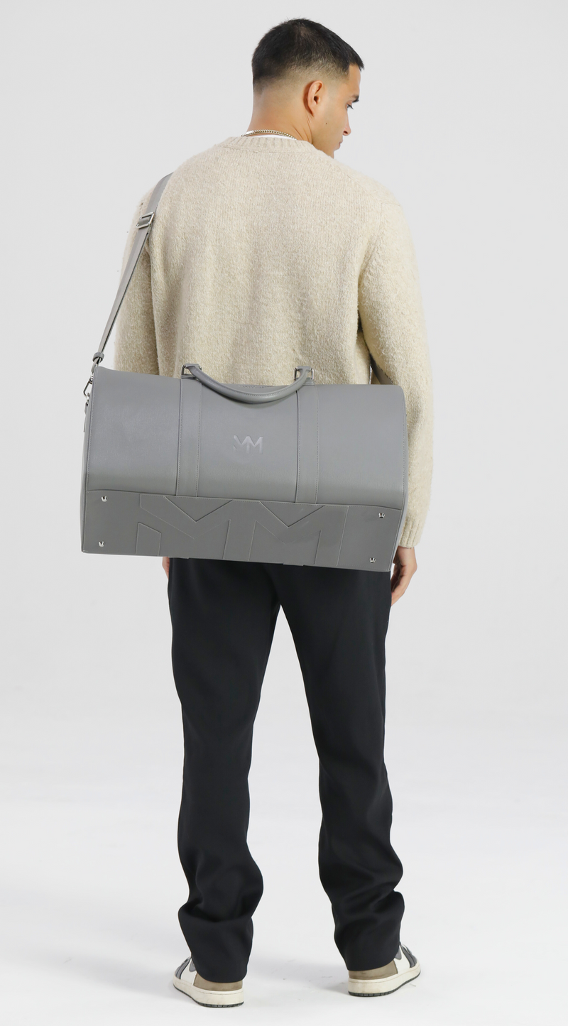 Nardo Grey Saffiano Duffle Bag