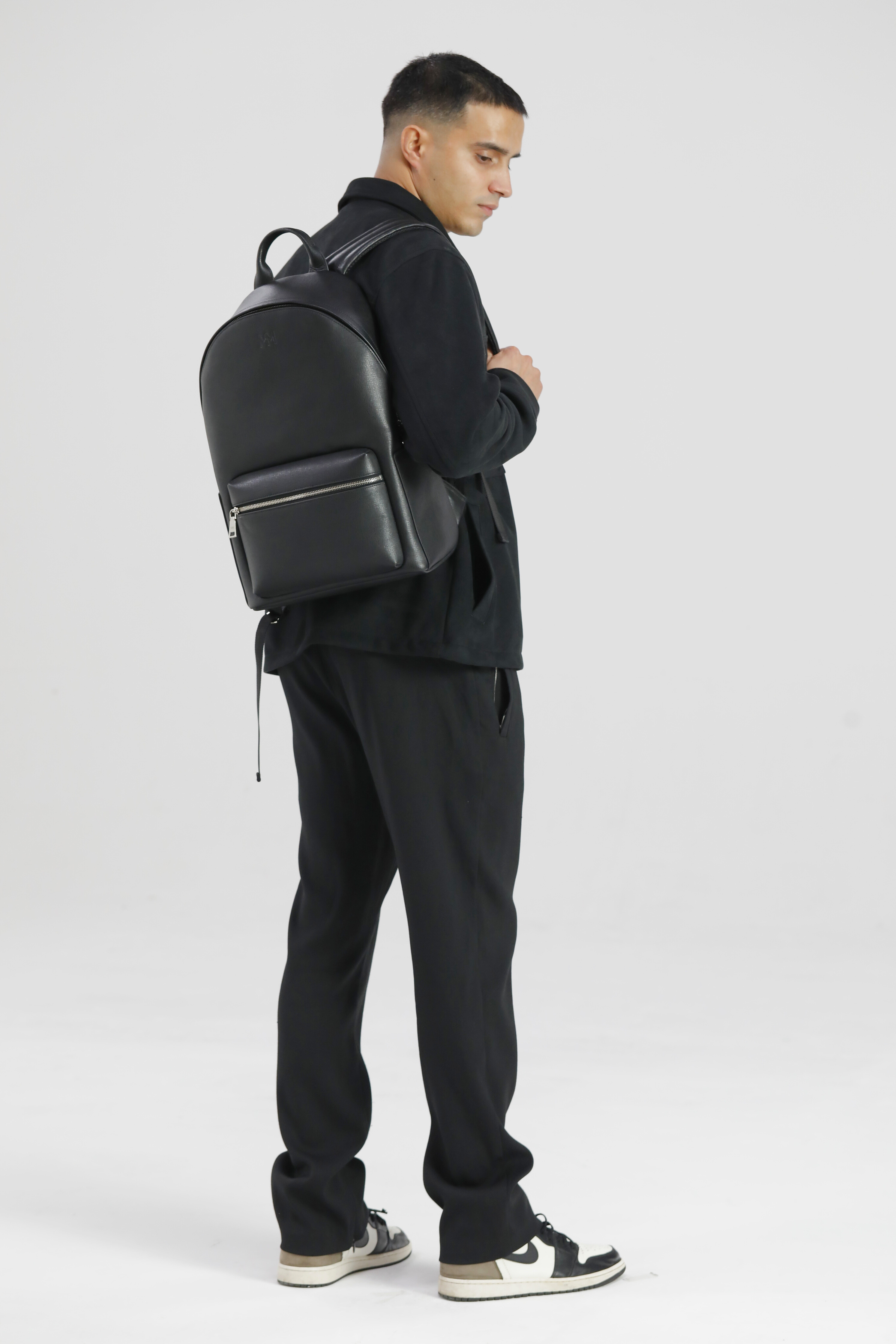 Black Saffiano Leather Rucksack