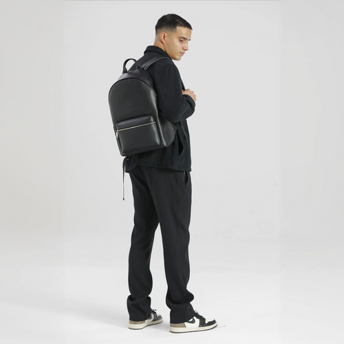Black Saffiano Leather Rucksack