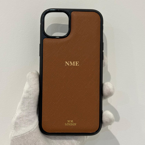 Brown Saffiano iPhone Cases (iPhone 14 Models Only)